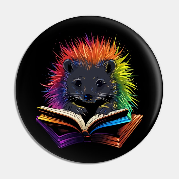 Porcupine Reads Book Pin by JH Mart