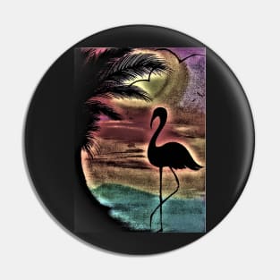 TROPICAL SUNSET SILHOUETTE FLAMINGO Pin