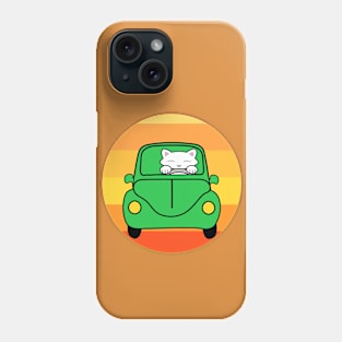 Cat driving a green car Phone Case