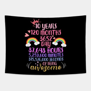 10 Years Old 10th Birthday Vintage Retro T Shirt 120 Months T-Shirt Tapestry