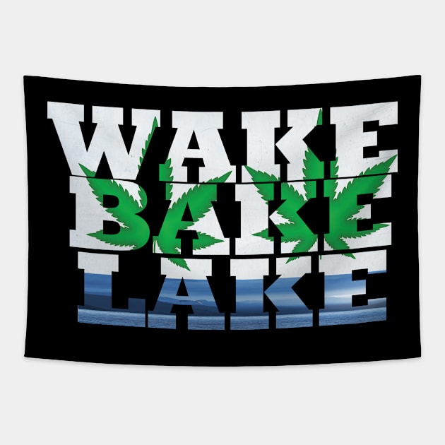 Marijuana Leaf Wake Bake Lake Stoner Tapestry by AutomaticSoul