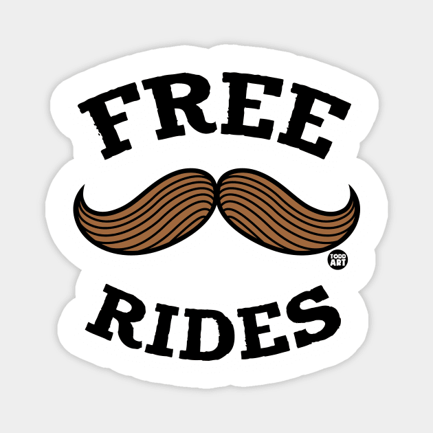 FREE MUSTACHE RIDES Magnet by toddgoldmanart