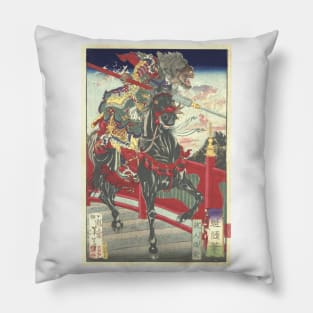 Zhang Fei at Changban Bridge by Tsukioka Yoshitoshi Pillow