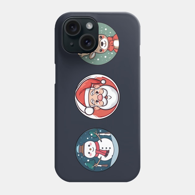 santa, reindeer, snowman. christmas pattern Phone Case by Ideas Design