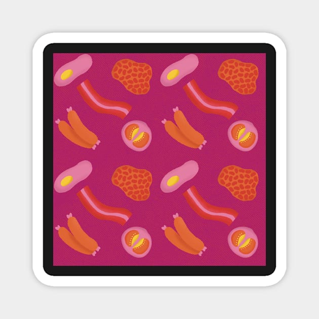 English breakfast pattern on pink Magnet by Slepowronski