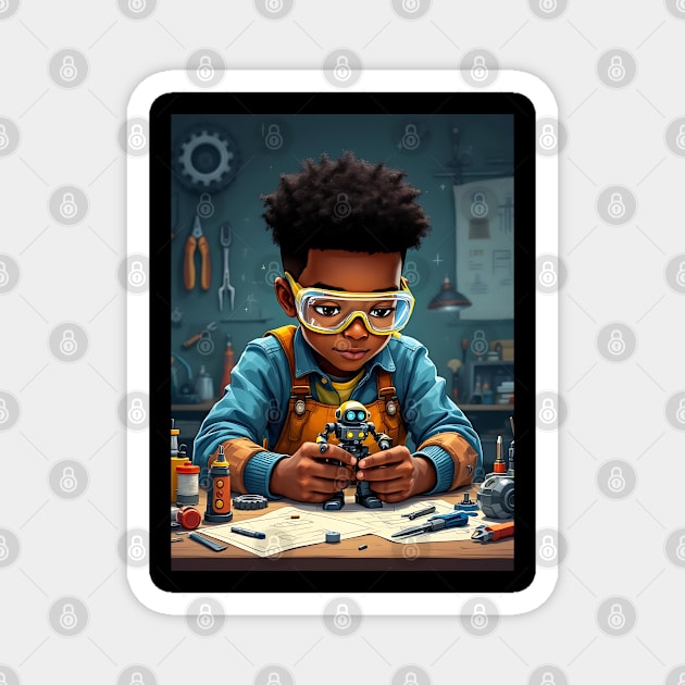 Brilliant Inventor, African American Children's Poster Magnet by UrbanLifeApparel