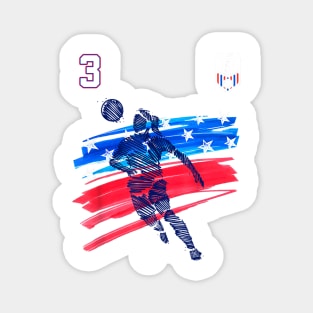 American USA Flag Soccer Jersey Favorite Lucky Number 3 Women Men Magnet