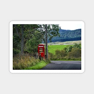 Red Phone Box Library by a remote Scottish road Magnet