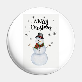 Snowman Watercolor Art Pin