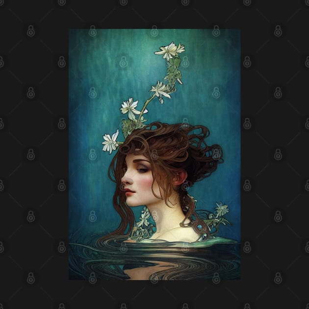 The Naiad - Vintage, Mucha, Gilded Age by AllRealities