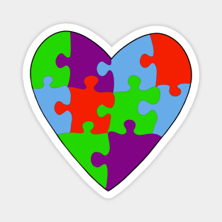 Asperger's Syndrome Heart Colorful Puzzle Magnet