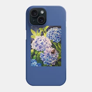 Blue hydrangeas watercolour painting Phone Case