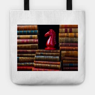 Old Books And Red Knight Tote