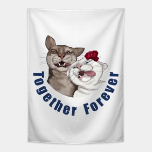 Funny cats Together forever Great love Tapestry