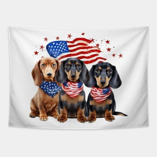 4th of July Dachshund Dogs #4 Tapestry