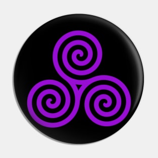 Purple Celtic Triple Spiral Pin