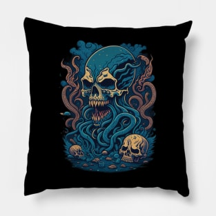 kraken with skull Pillow