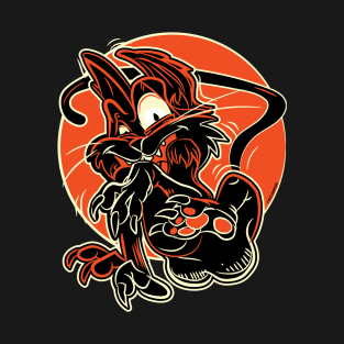 Scared Halloween Black Cat T-Shirt