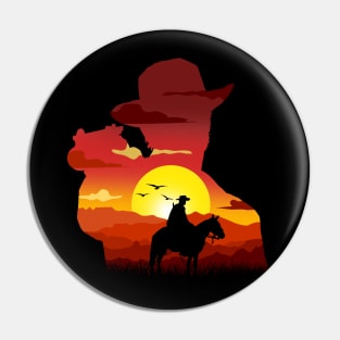 Arthur Morgan SunSet Silhouette Pin