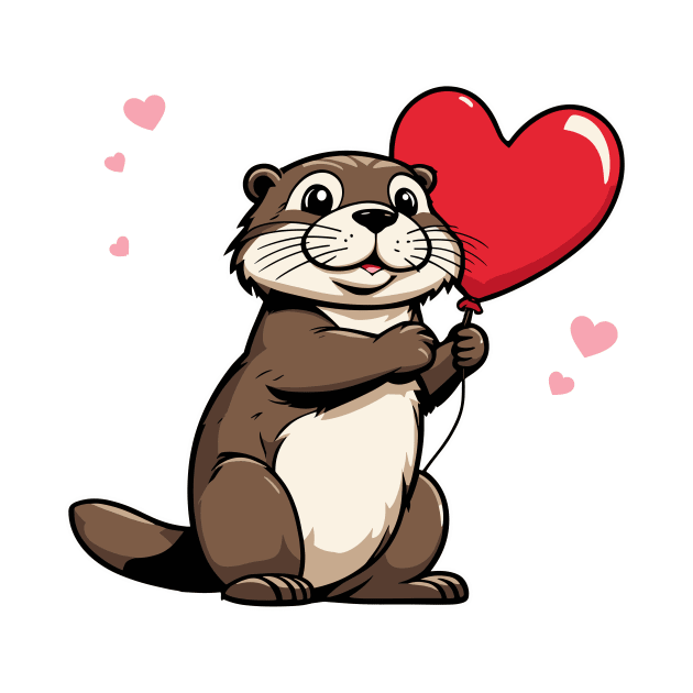 Otter Heart Balloon - Valentines Day by FluffigerSchuh