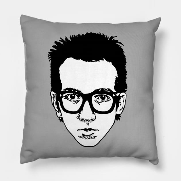 Elvis Costello Pillow by DankFutura