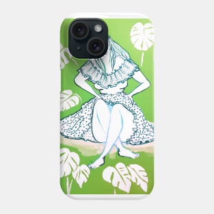 Girl And Tropical Plants Phone Case