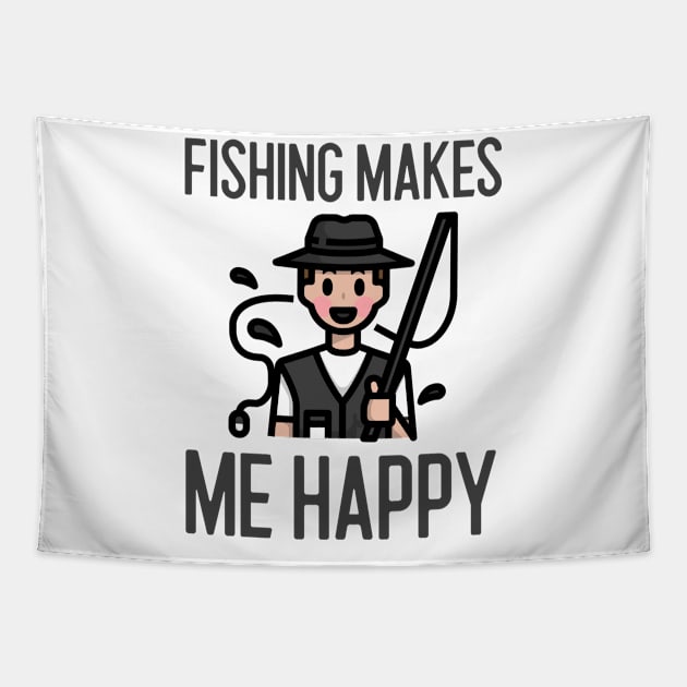 Fishing Makes Me Happy Tapestry by Jitesh Kundra