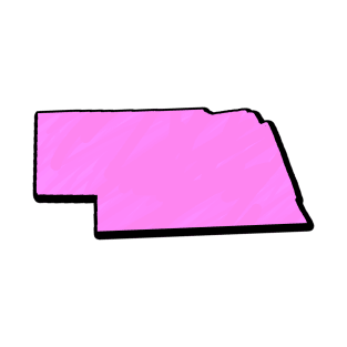 Pink Nebraska Outline T-Shirt