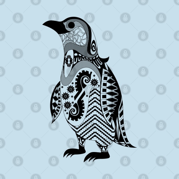 stylish penguin ecopop in mandala pattern by jorge_lebeau