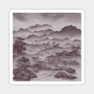 chinese town painting Magnet