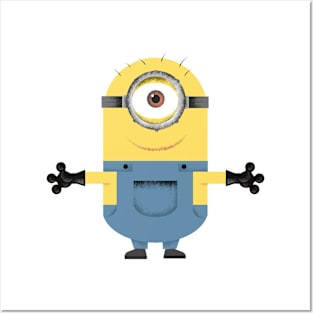 Despicable Me  Minion Dave Smiling Square Sticker - Custom Fan Art