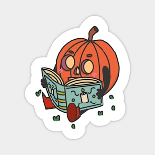 Cute reading halloween pumpkin Magnet