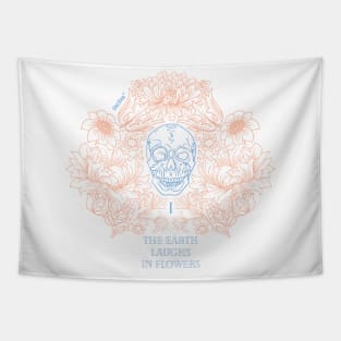 Flowers skull Orange/Blue edition Tapestry