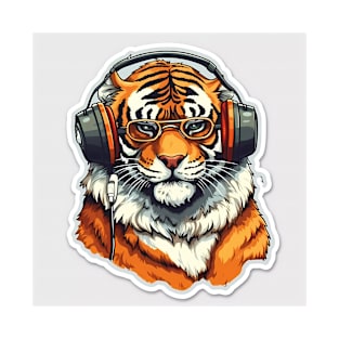 Tiger is wearing sunglusses and headphones T-Shirt