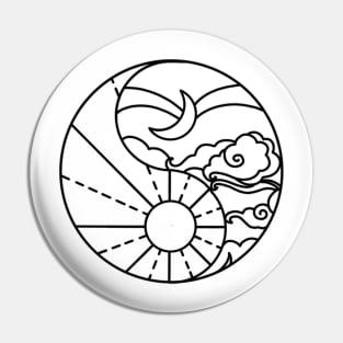 Monochrome YingYang Sun/Moon Pin