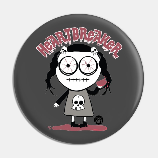 HEART BREAKER Pin by toddgoldmanart