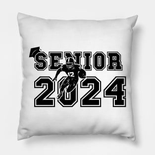 Retro Senior 2024 Running Football player Student Gift Us Flag Pillow