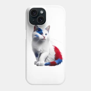 [AI Art] Red, blue and white fluffy Kitty Cat Phone Case