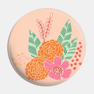 Vintage romantic floral bouquet in coral pink Pin