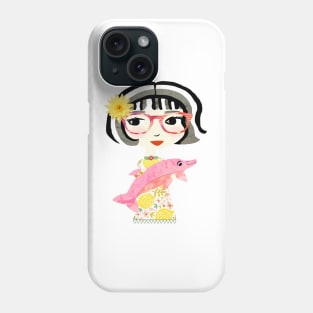 Girl with Pink Dolphin / Maisie & Moon Phone Case