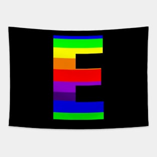 The Letter E in Rainbow Stripes Tapestry