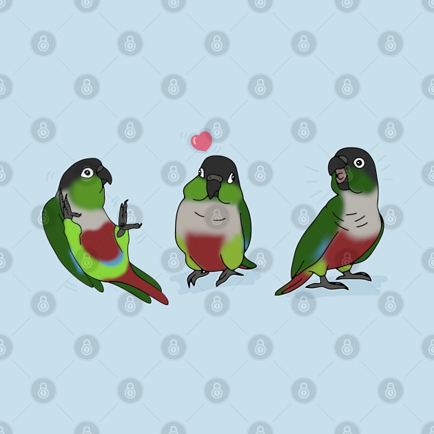 Three Green Cheeked Conure doodles by FandomizedRose