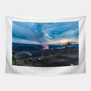 Landscape of erupting volcano Tapestry