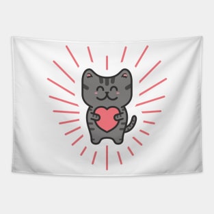 Cute Grey Tabby Love Cat Tapestry