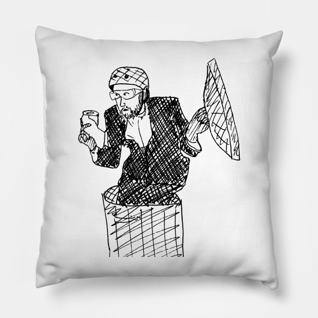 alex horne - dustbin defender Pillow by underscoree