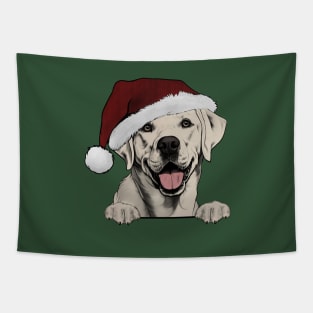 Merry Christmas Light Yellow Lab Tapestry