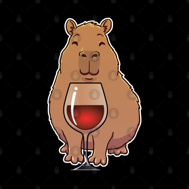 Capybara with a glass of wine by capydays