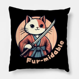 Samurai cat warrior Japanese cat Pillow