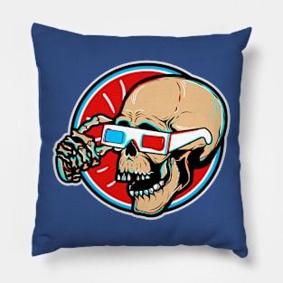 3D Glasses Skull Pop Art Ave Pillow