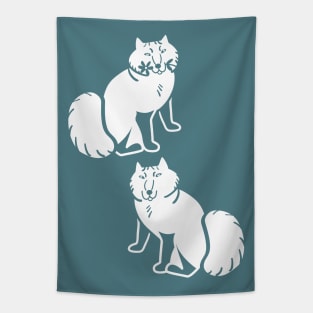 Arctic fox friends not fur white and teal Tapestry